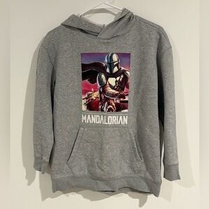 Star Wars The Mandalorian Youth 14-16 Hoodie Sweatshirt Baby Yoda Graphic Gray